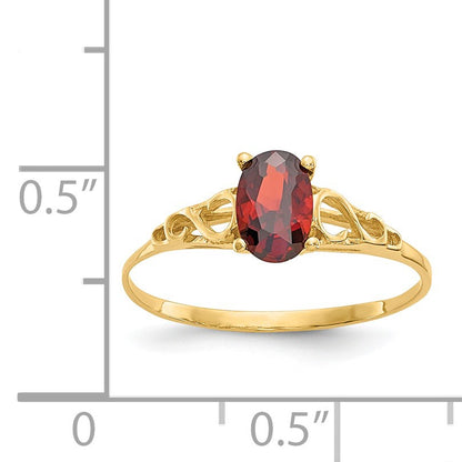 14k Madi K 6x4mm Oval Synthetic Garnet Birthstone Size 5 Ring