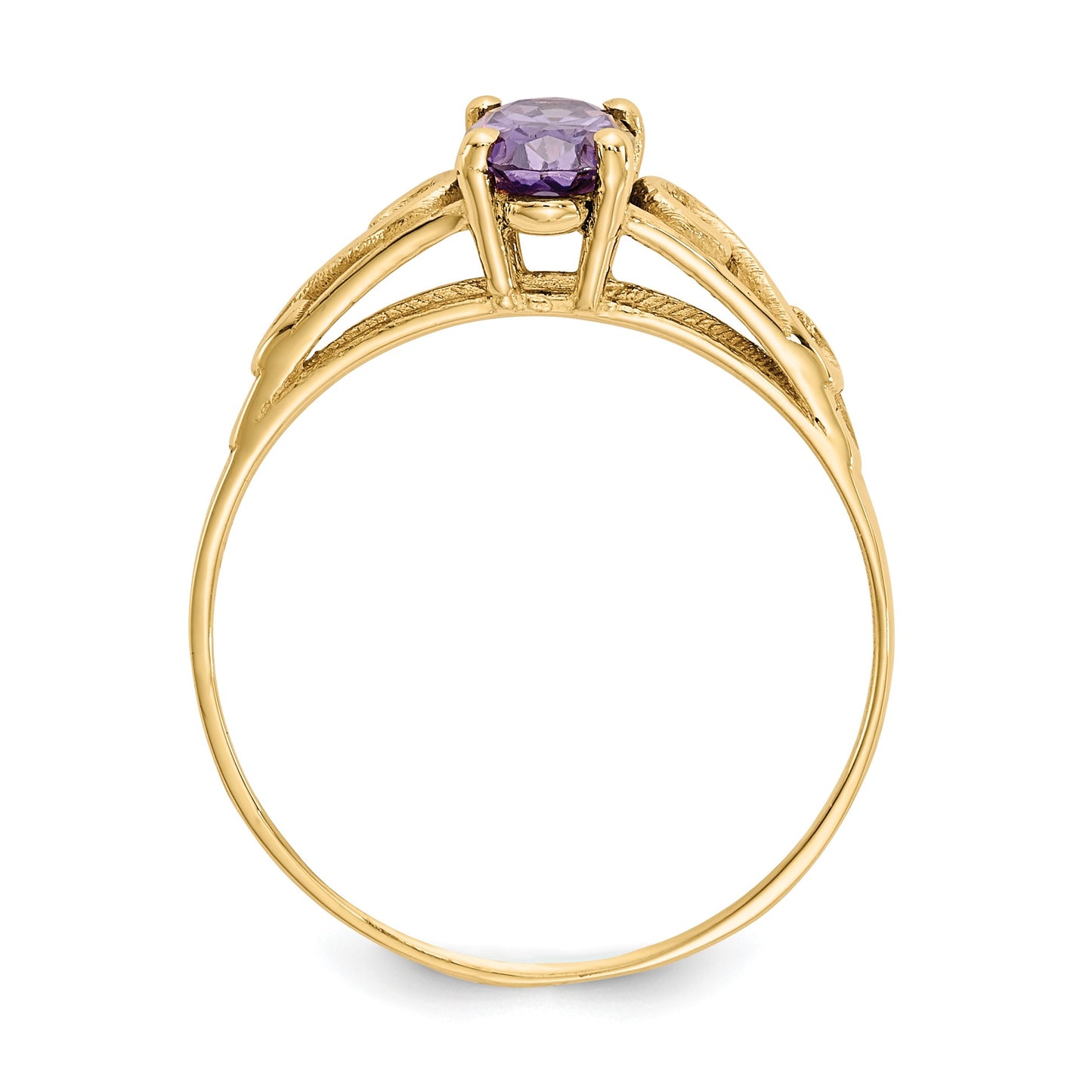 14k Madi K 6x4mm Oval Synthetic Amethyst Birthstone Size 5 Ring