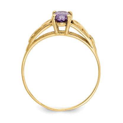 14k Madi K 6x4mm Oval Synthetic Amethyst Birthstone Size 5 Ring