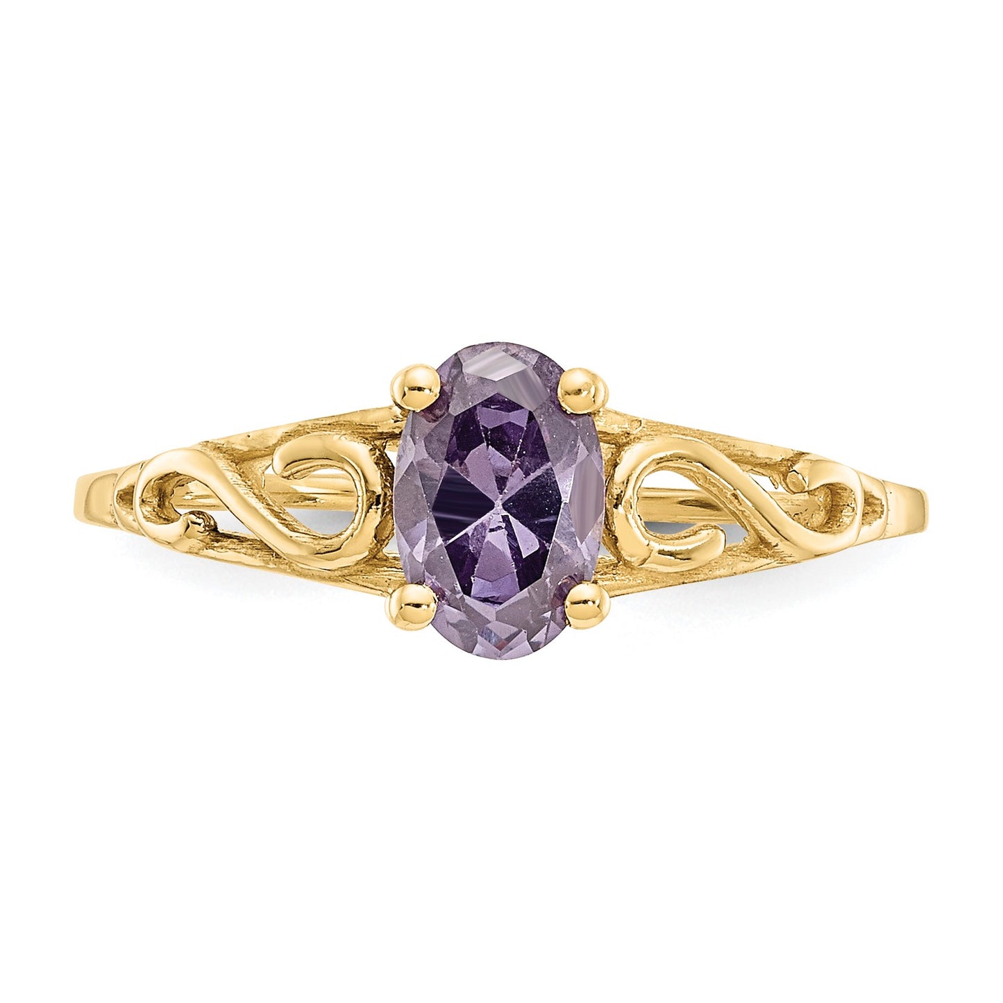 14k Madi K 6x4mm Oval Synthetic Amethyst Birthstone Size 5 Ring