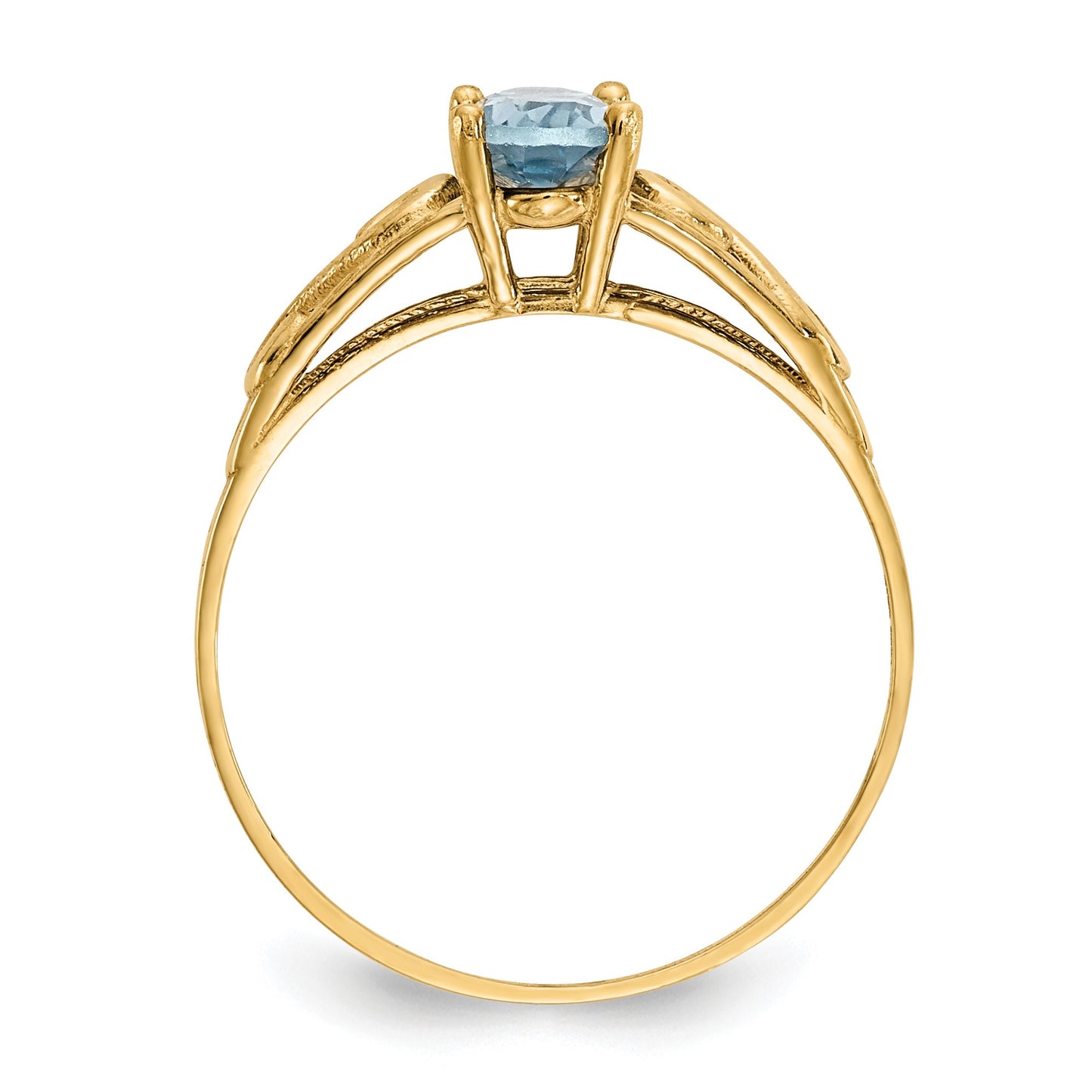 14k Madi K 6x4mm Oval Synthetic Aquamarine Birthstone Size 5 Ring