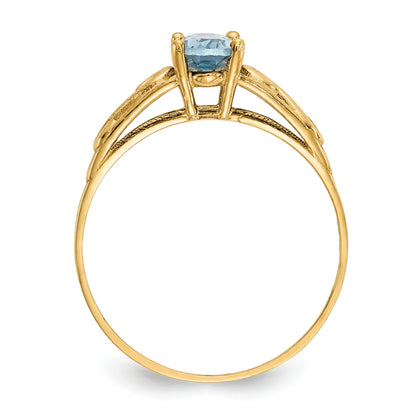 14k Madi K 6x4mm Oval Synthetic Aquamarine Birthstone Size 5 Ring