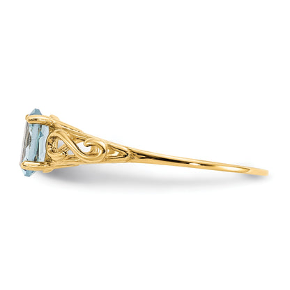 14k Madi K 6x4mm Oval Synthetic Aquamarine Birthstone Size 5 Ring