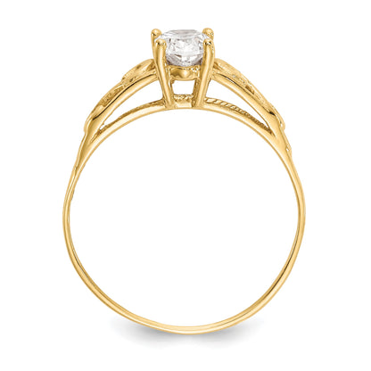 14k Madi K 6x4mm Oval Synthetic White Spinel Birthstone Size 5 Ring