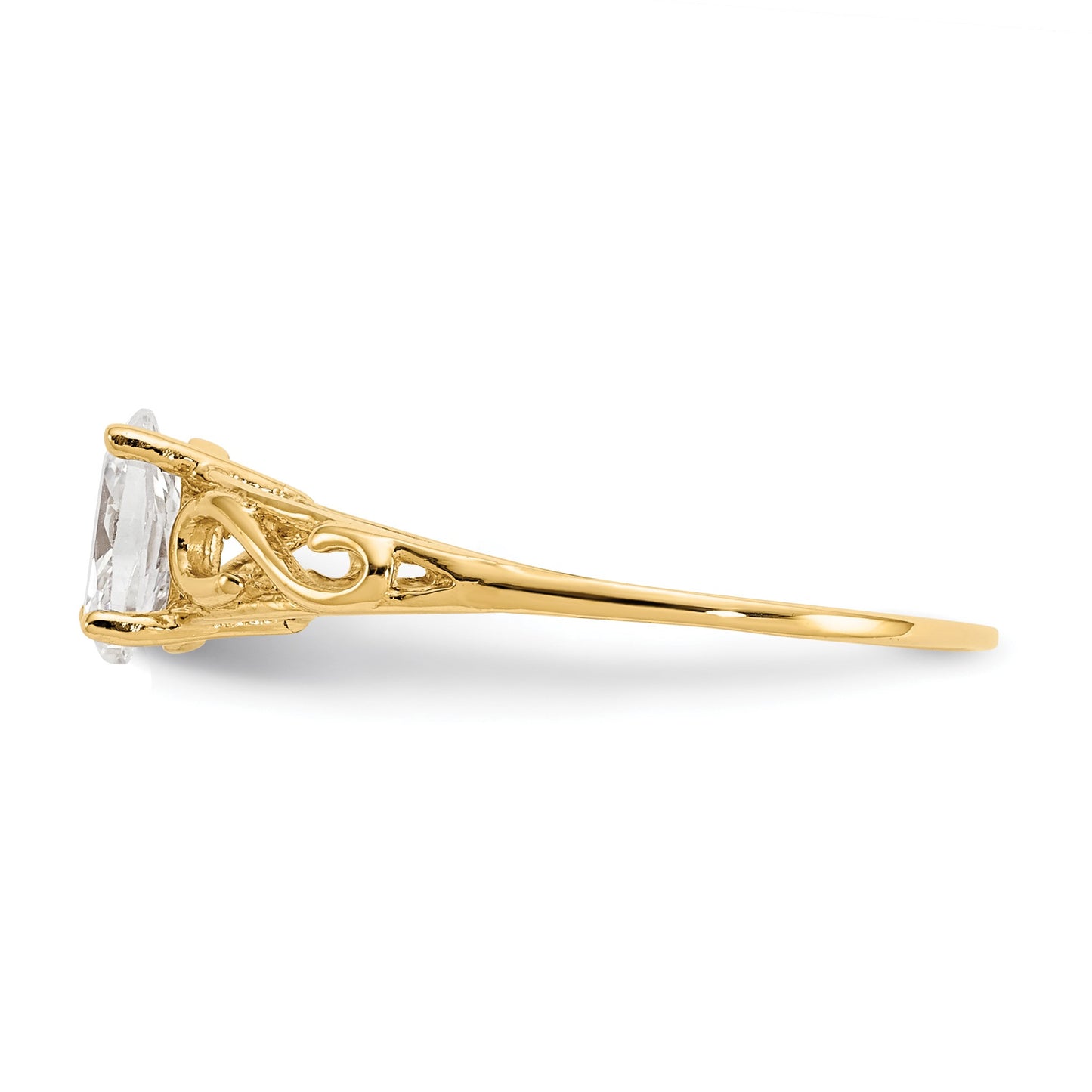 14k Madi K 6x4mm Oval Synthetic White Spinel Birthstone Size 5 Ring