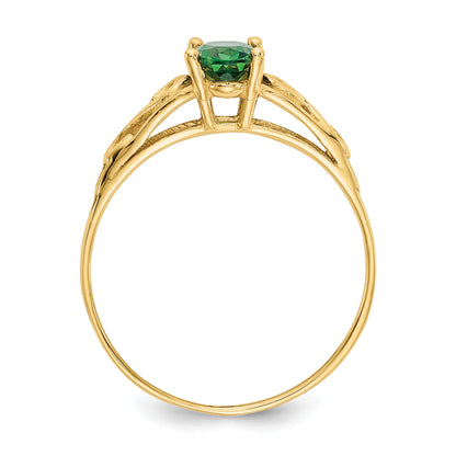 14k Madi K 6x4mm Oval Synthetic Emerald Birthstone Size 5 Ring