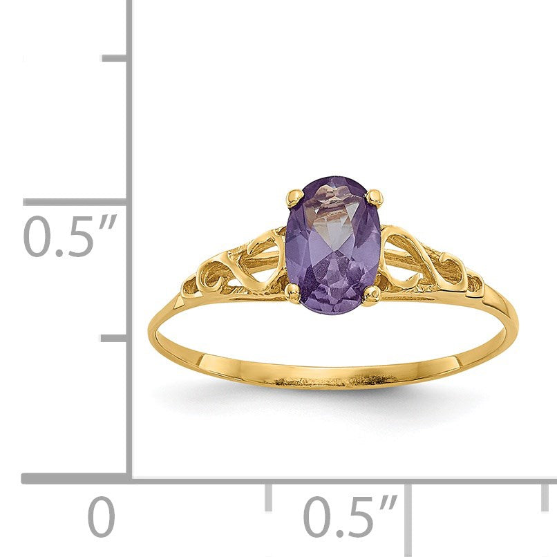 14k Madi K 6x4mm Oval Synthetic Alexandrite Birthstone Size 5 Ring