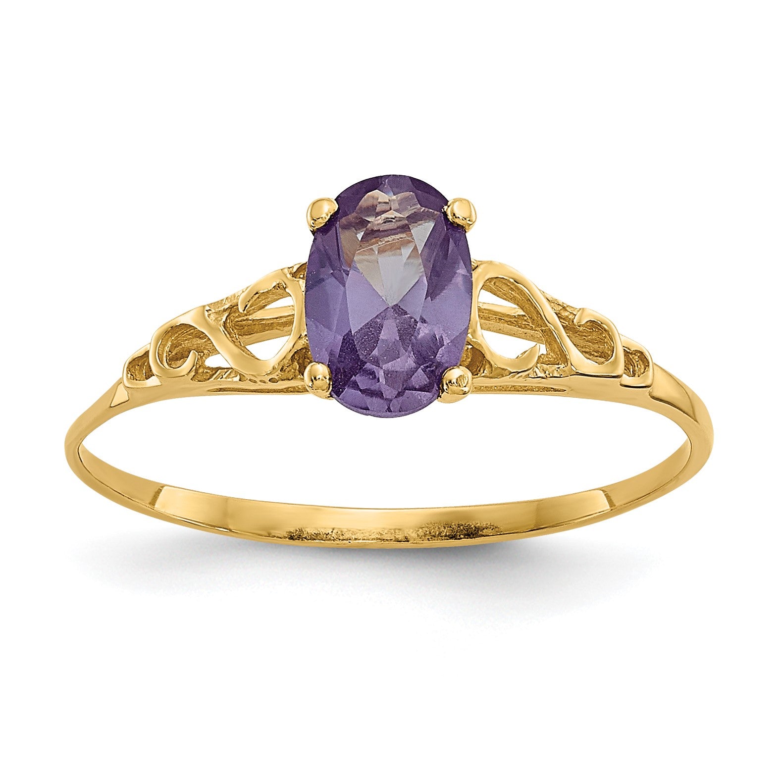 14k Madi K 6x4mm Oval Synthetic Alexandrite Birthstone Size 5 Ring