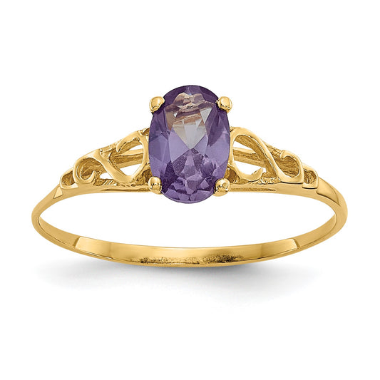 14k Madi K 6x4mm Oval Synthetic Alexandrite Birthstone Size 5 Ring