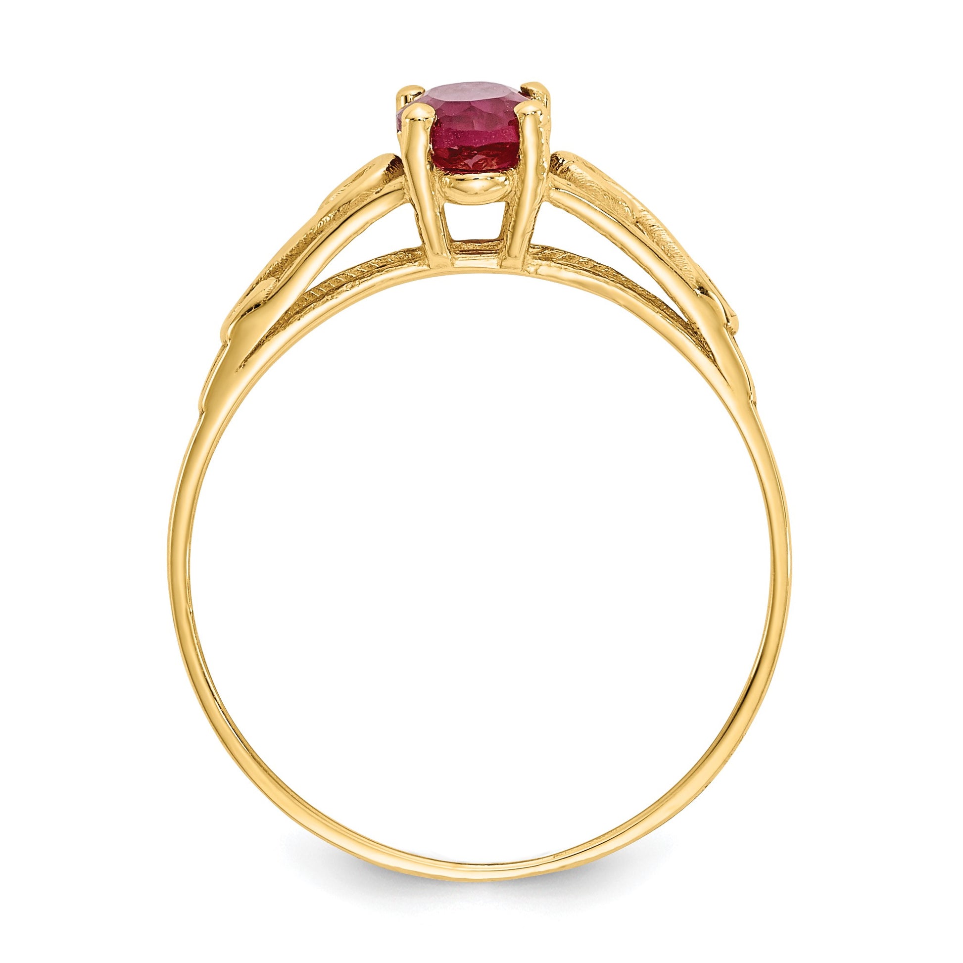 14k Madi K 6x4mm Oval Synthetic Ruby Birthstone Size 5 Ring