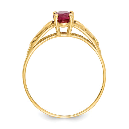 14k Madi K 6x4mm Oval Synthetic Ruby Birthstone Size 5 Ring