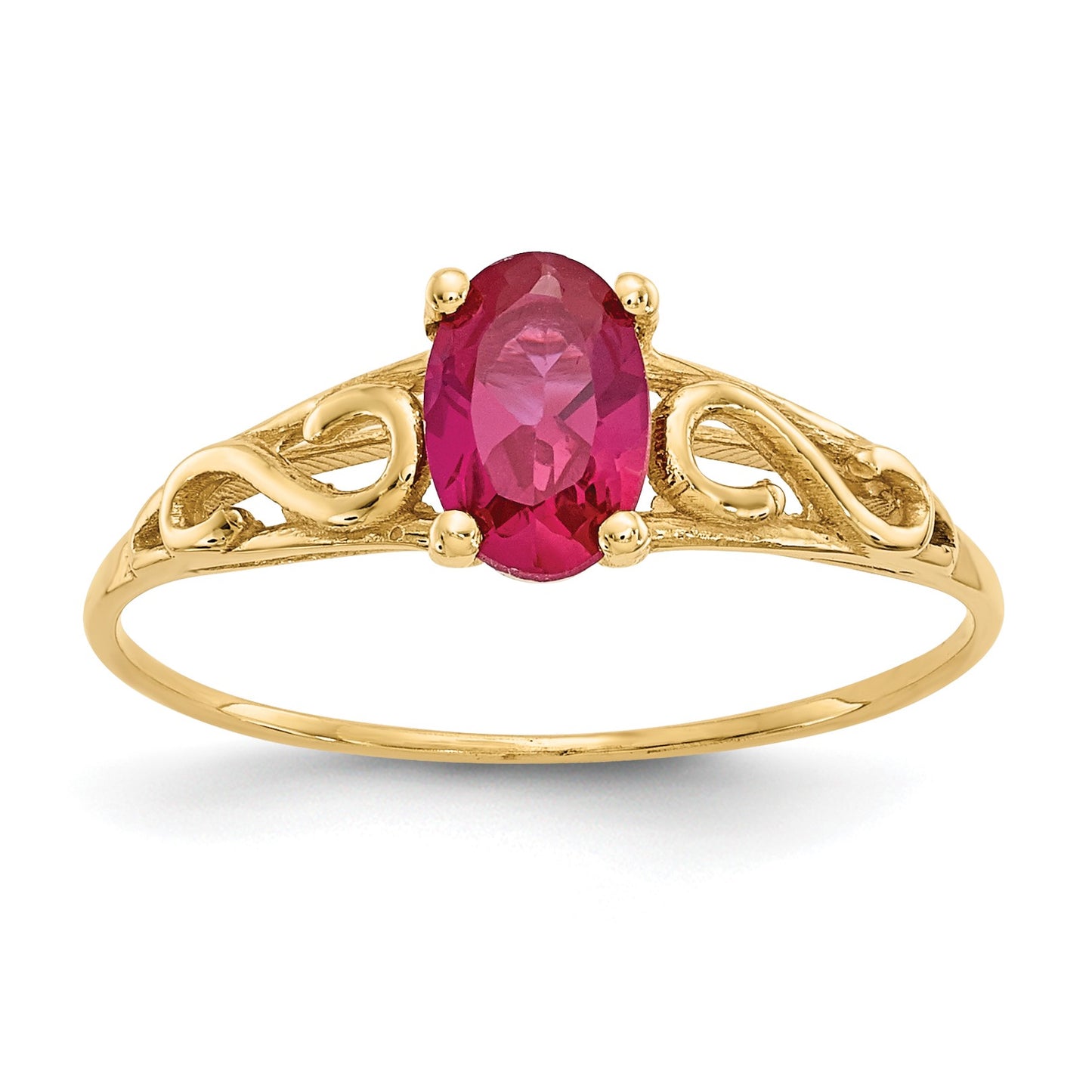 14k Madi K 6x4mm Oval Synthetic Ruby Birthstone Size 5 Ring
