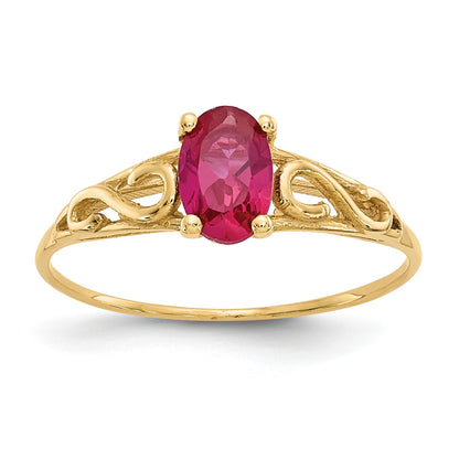 14k Madi K 6x4mm Oval Synthetic Ruby Birthstone Size 5 Ring