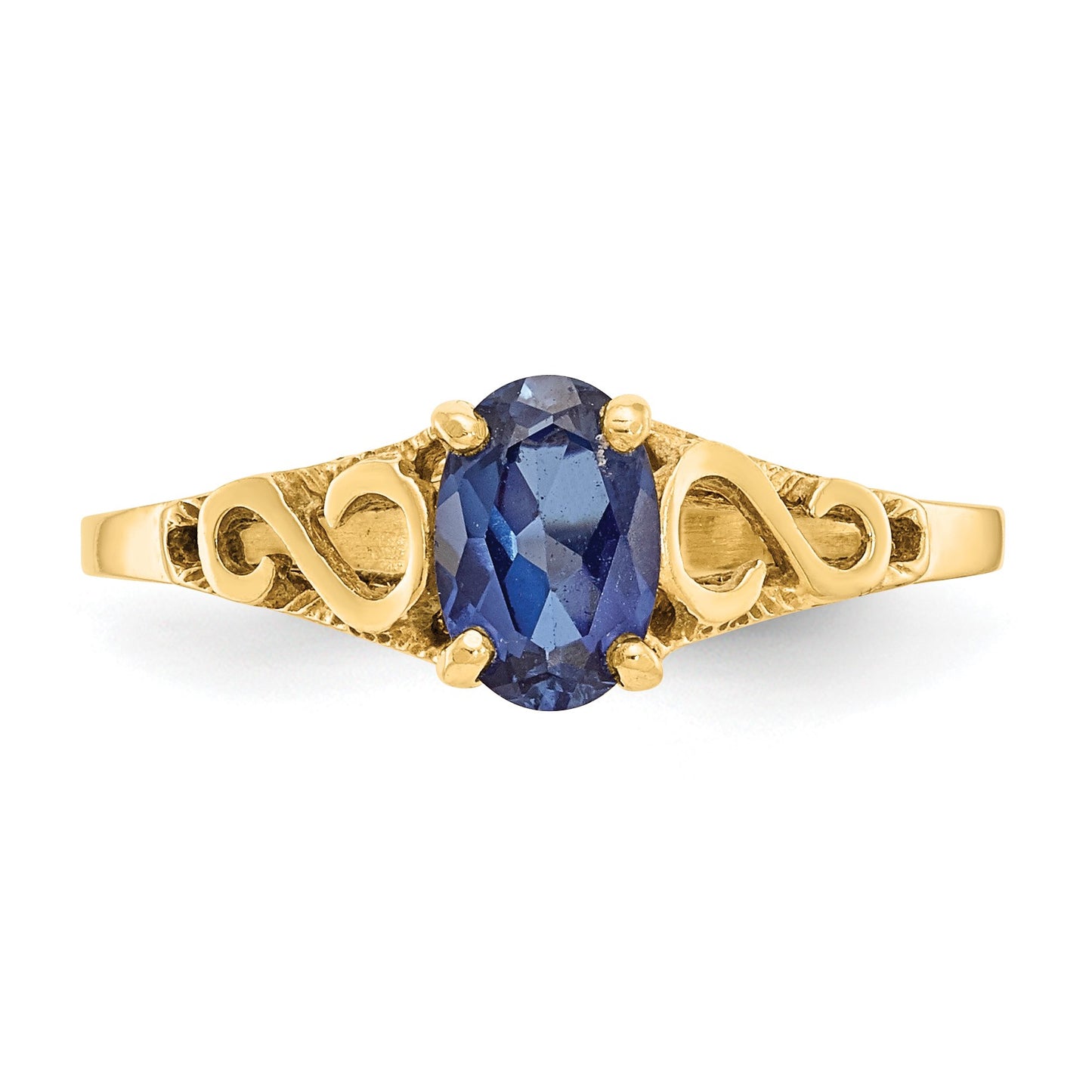 14k Madi K 6x4mm Oval Synthetic Sapphire Spinel Birthstone Size 5 Ring