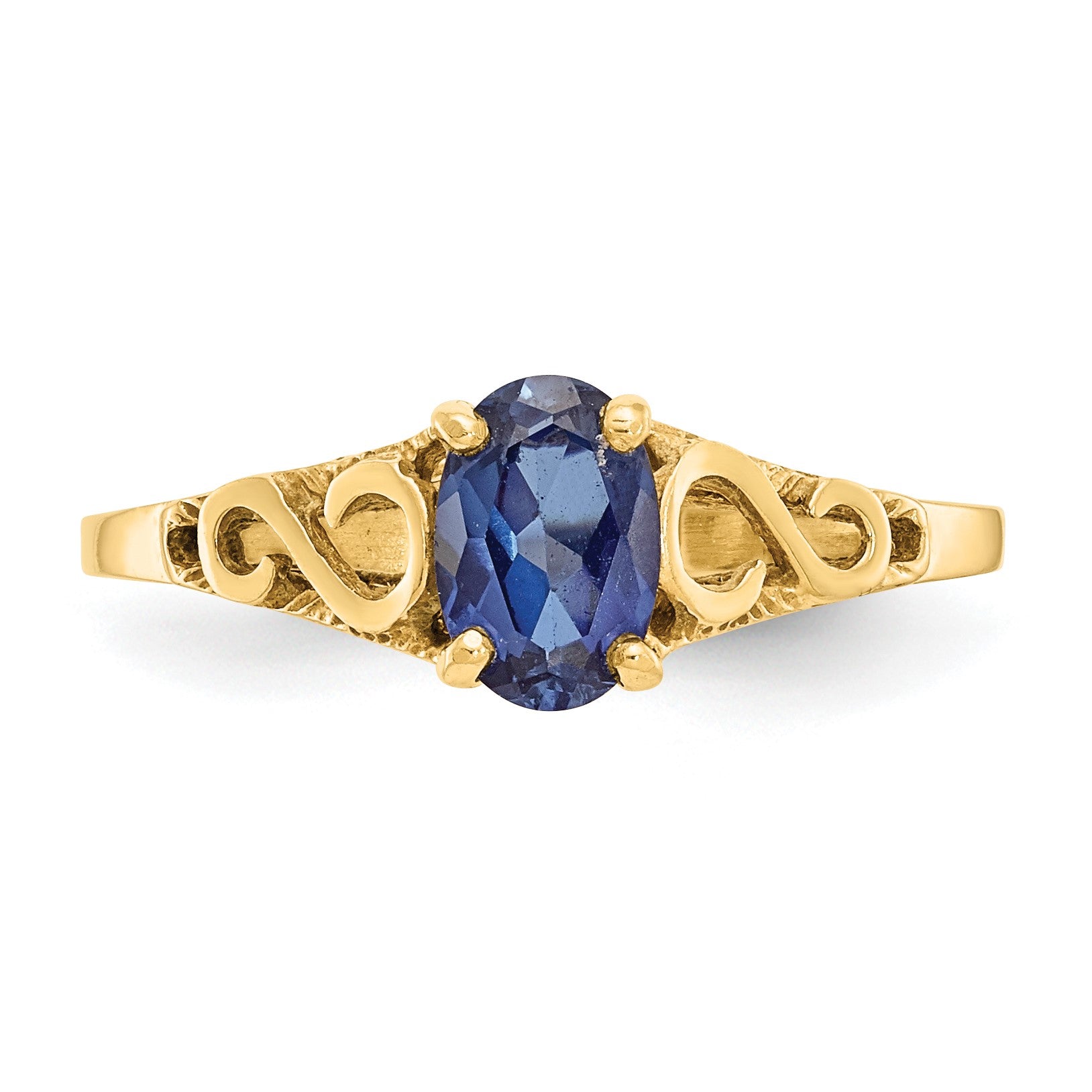 14k Madi K 6x4mm Oval Synthetic Sapphire Spinel Birthstone Size 5 Ring