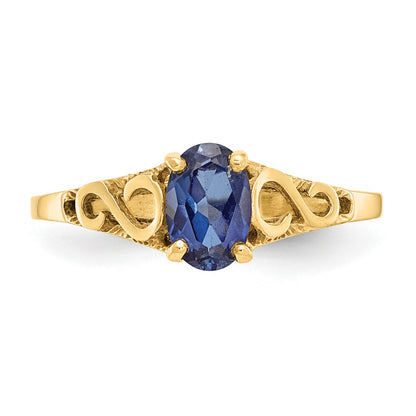 14k Madi K 6x4mm Oval Synthetic Sapphire Spinel Birthstone Size 5 Ring