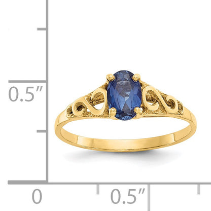 14k Madi K 6x4mm Oval Synthetic Sapphire Spinel Birthstone Size 5 Ring