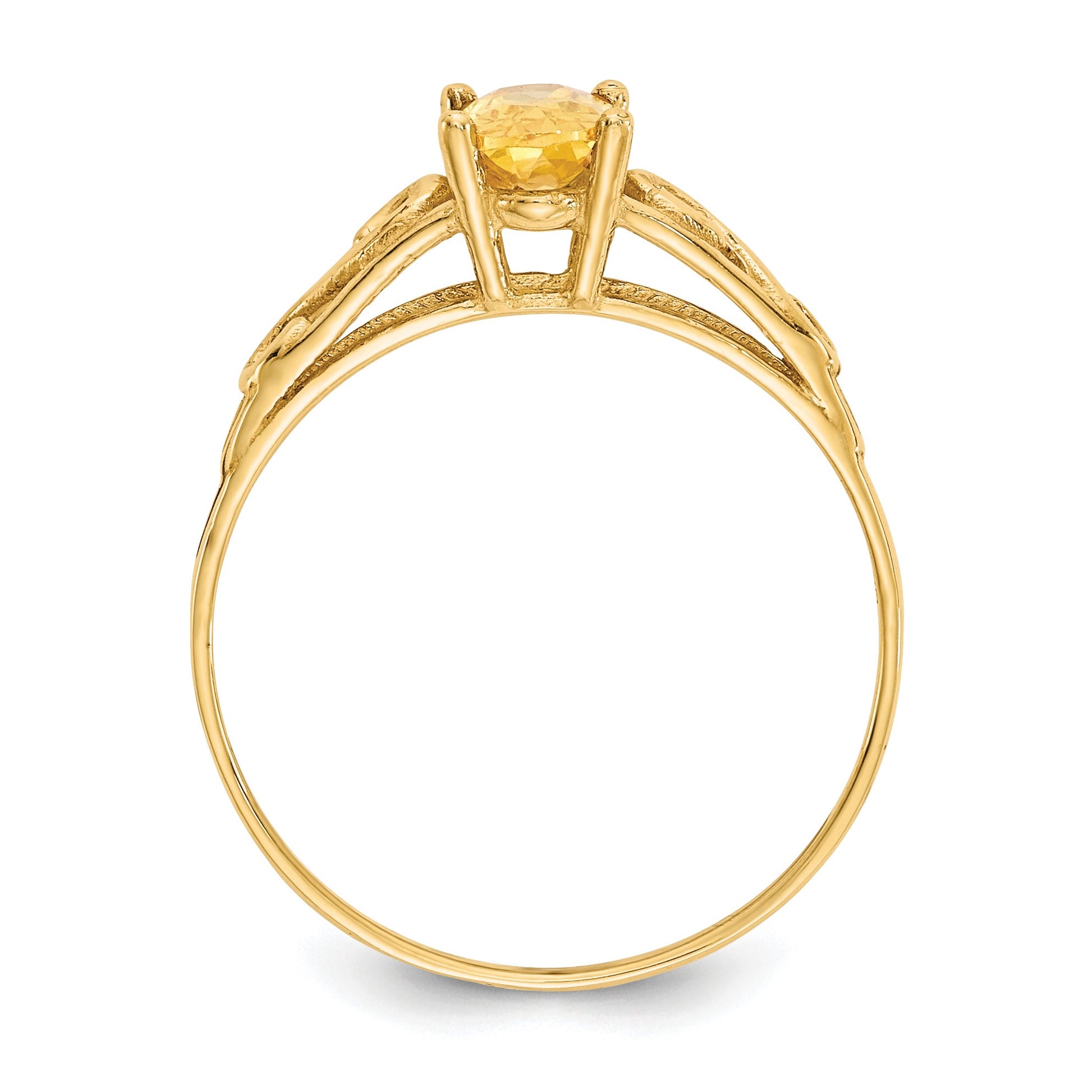 14k Madi K 6x4mm Oval Synthetic Citrine Birthstone Size 5 Ring