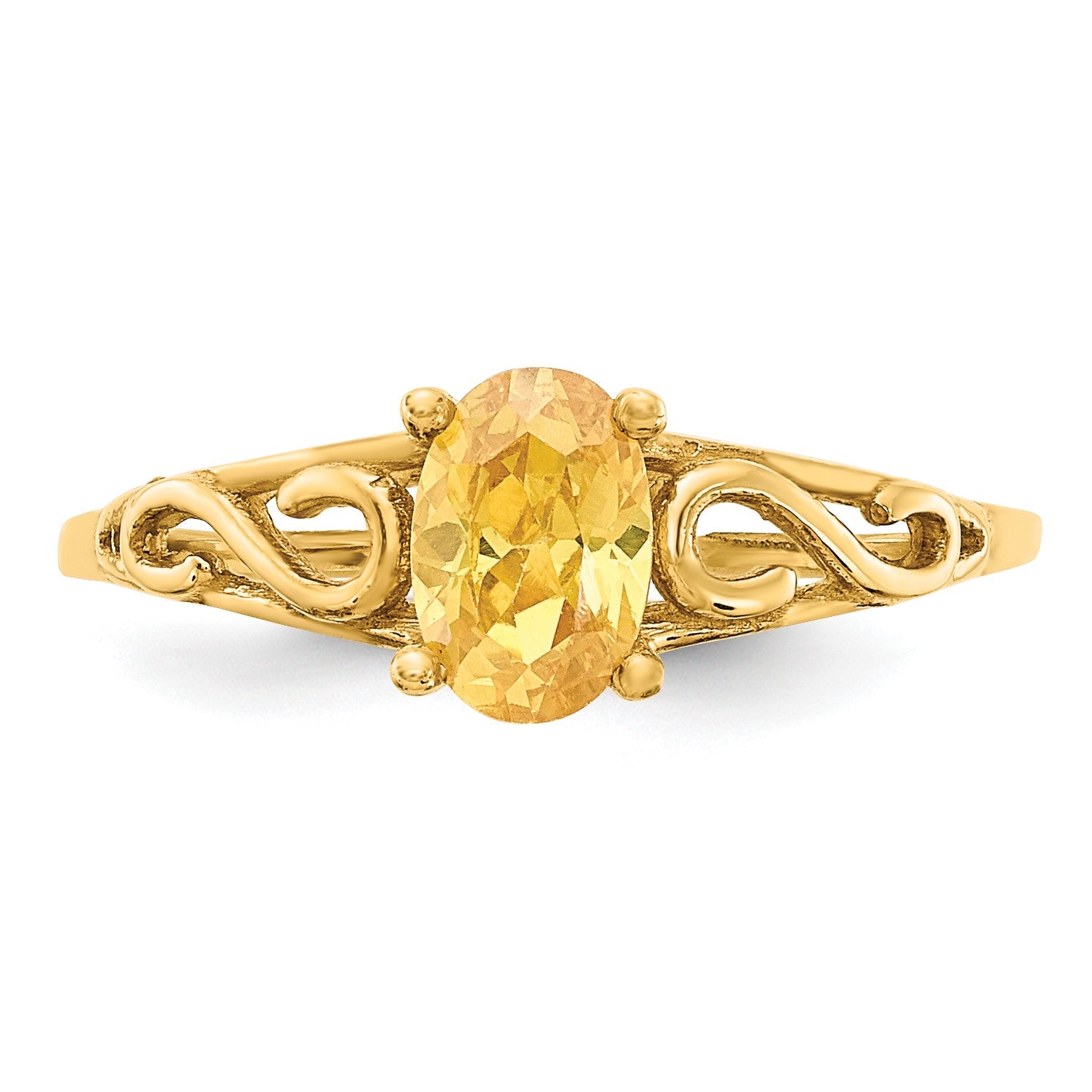 14k Madi K 6x4mm Oval Synthetic Citrine Birthstone Size 5 Ring