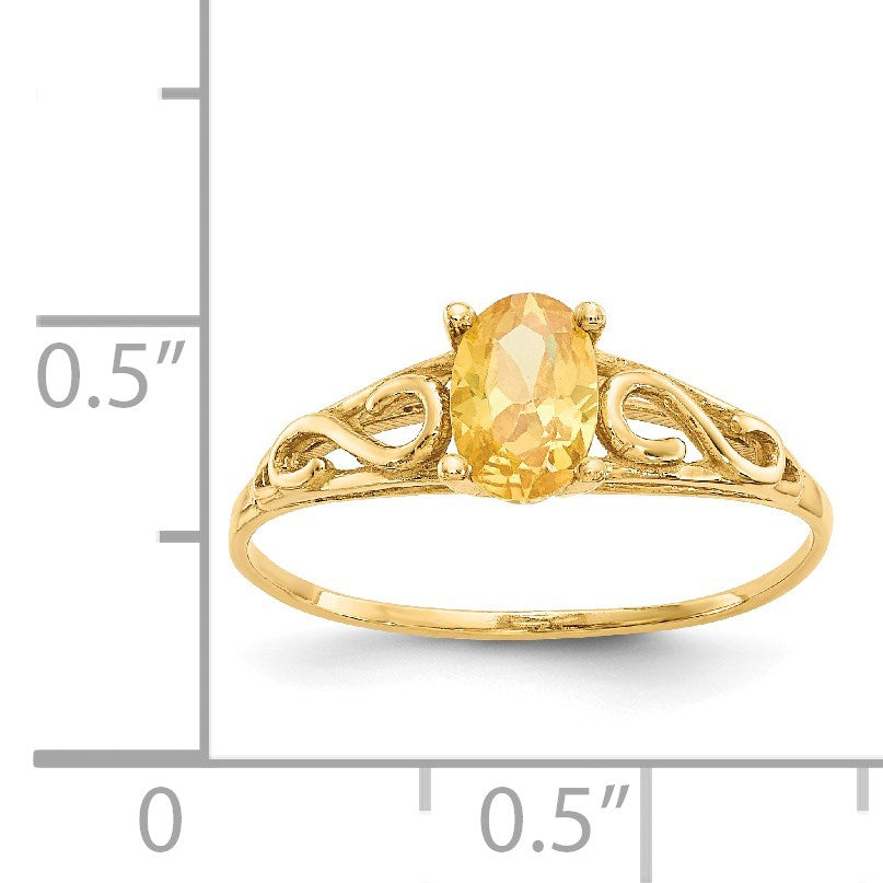 14k Madi K 6x4mm Oval Synthetic Citrine Birthstone Size 5 Ring