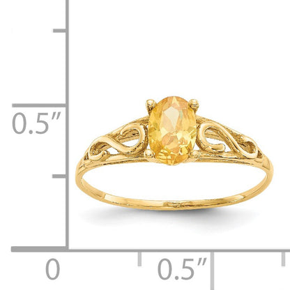 14k Madi K 6x4mm Oval Synthetic Citrine Birthstone Size 5 Ring