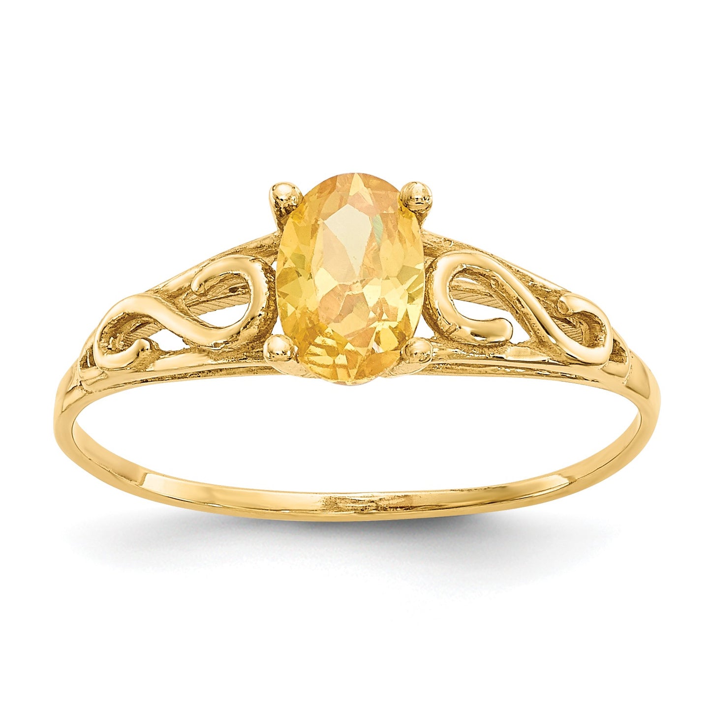14k Madi K 6x4mm Oval Synthetic Citrine Birthstone Size 5 Ring