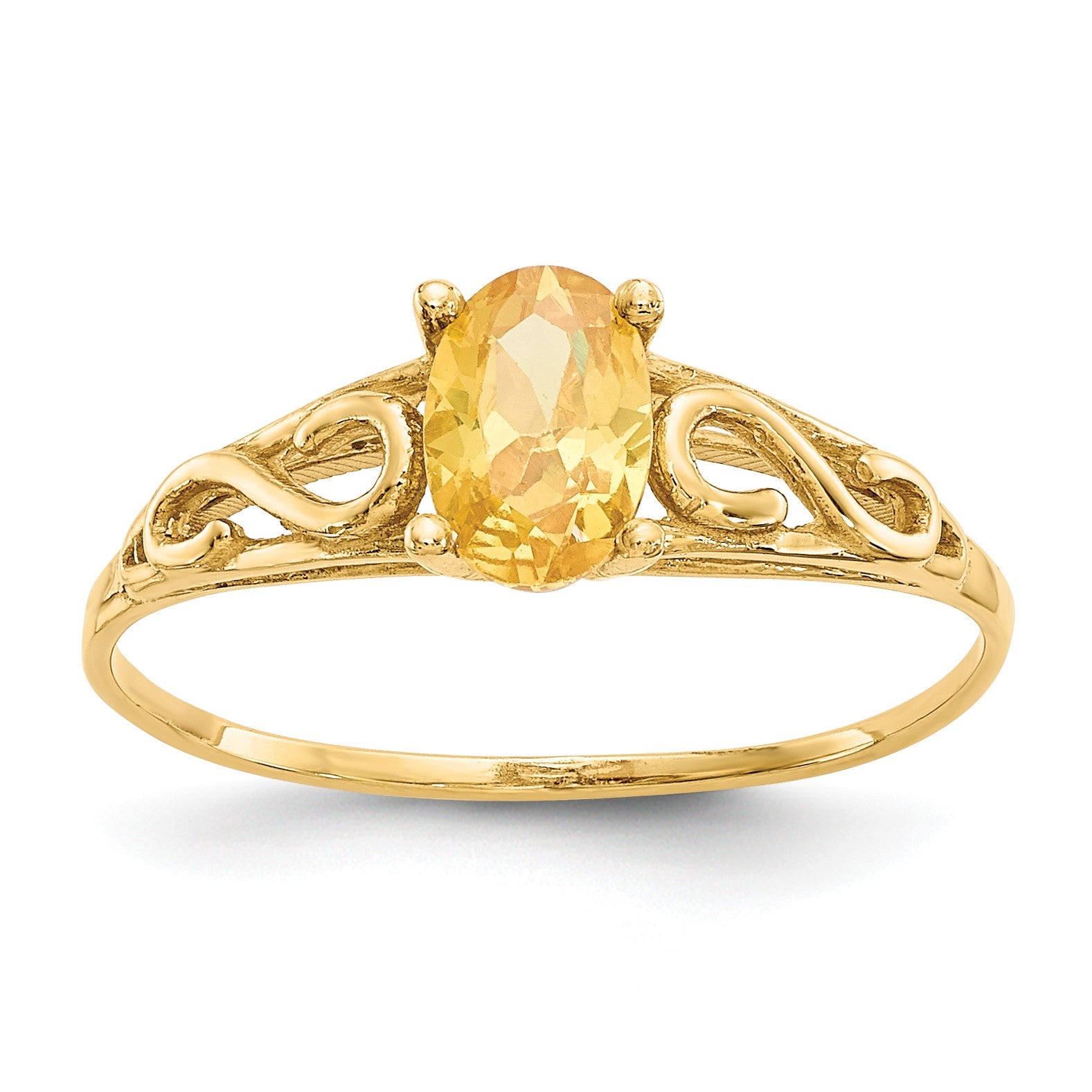 14k Madi K 6x4mm Oval Synthetic Citrine Birthstone Size 5 Ring