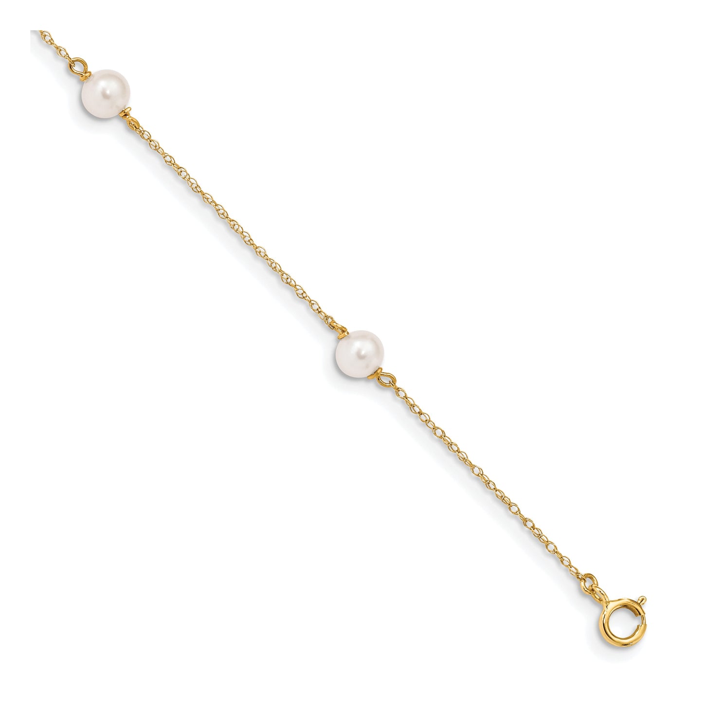 14k Madi K 5-6mm White Near-Round Freshwater Cultured Pearl 3-Station 6 inch Bracelet