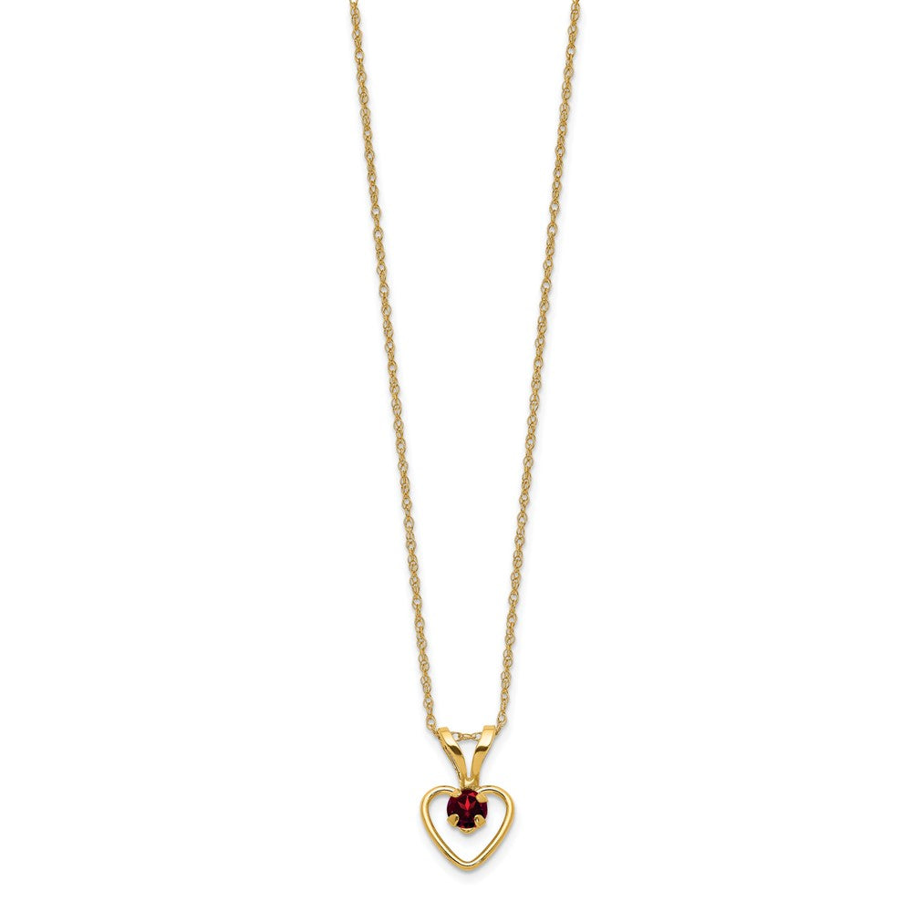 14k Madi K 3mm Garnet Heart Birthstone Necklace