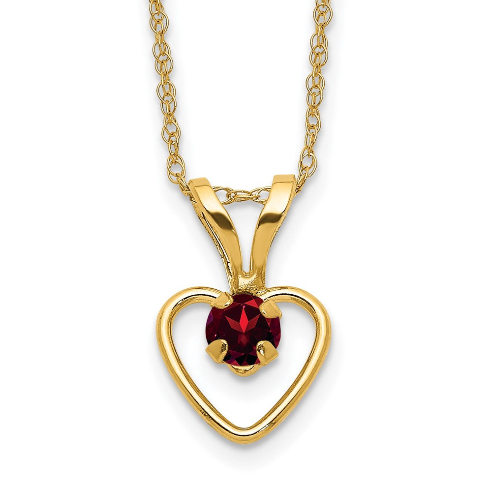 14k Madi K 3mm Garnet Heart Birthstone Necklace