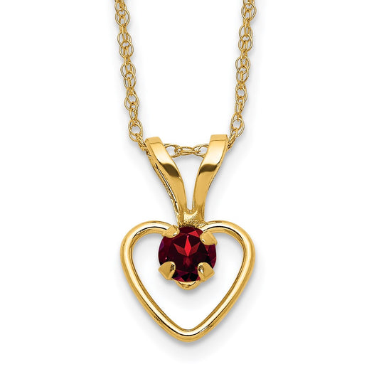 14k Madi K 3mm Garnet Heart Birthstone Necklace