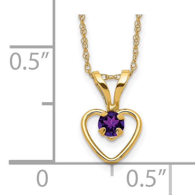 14k Madi K 3mm Amethyst Heart Birthstone 15 inch Necklace