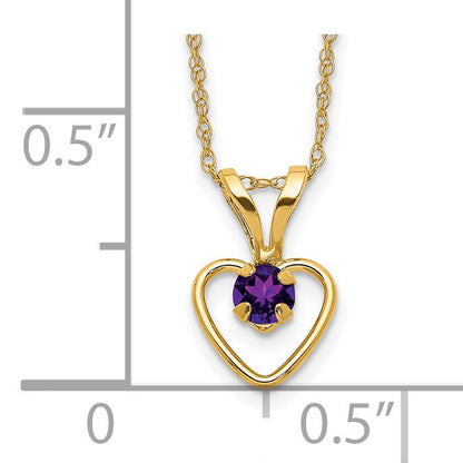 14k Madi K 3mm Amethyst Heart Birthstone 15 inch Necklace