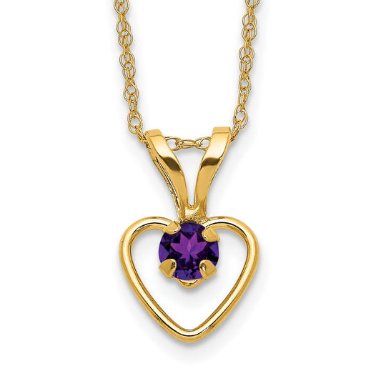 14k Madi K 3mm Amethyst Heart Birthstone Necklace