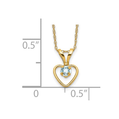 14k Madi K 3mm Aquamarine Heart Birthstone Necklace