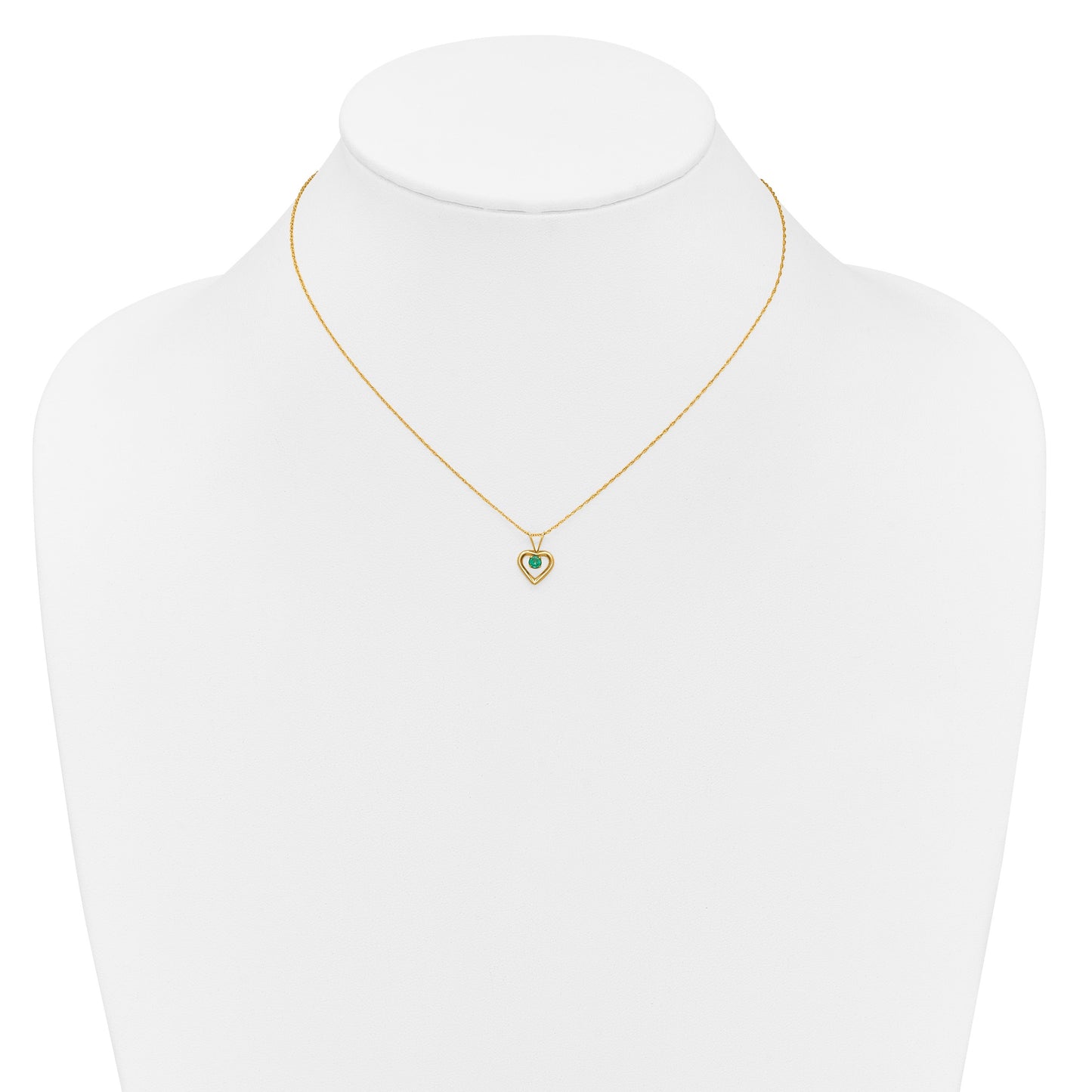 14k Madi K 3mm Emerald Heart Birthstone 15 inch Necklace