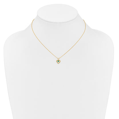 14k Madi K 3mm Emerald Heart Birthstone 15 inch Necklace