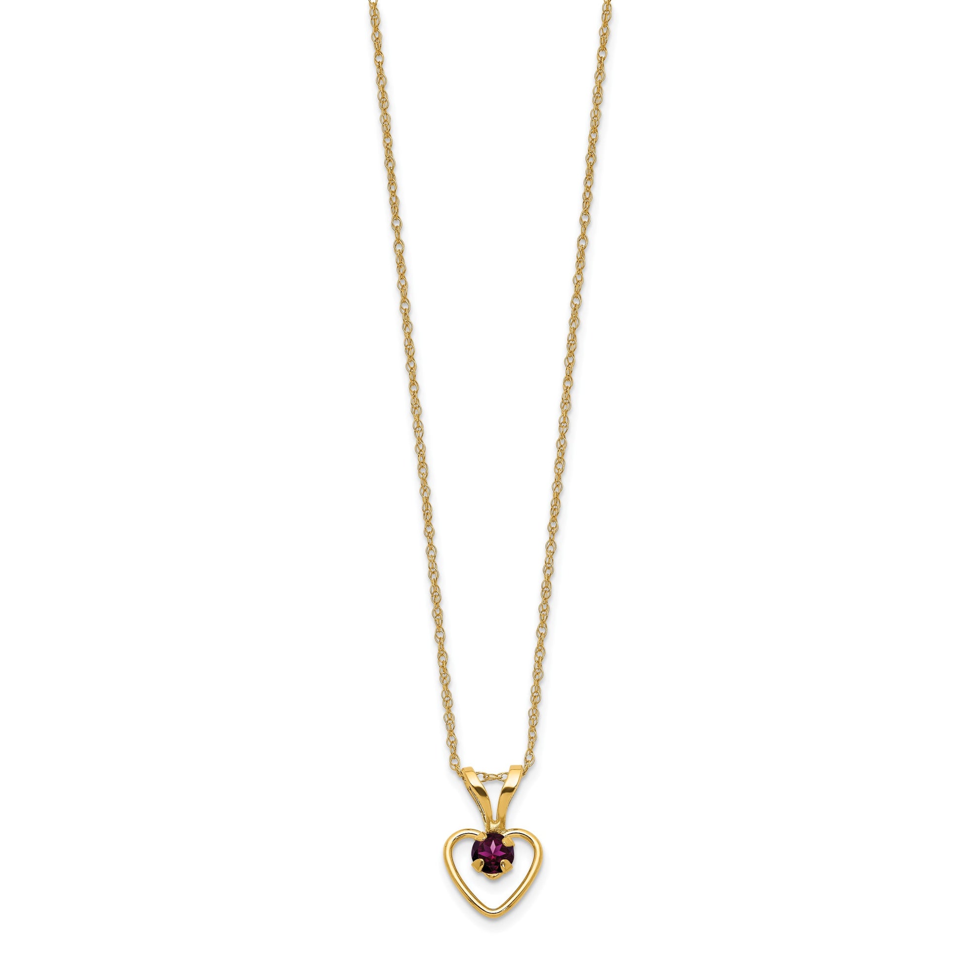 14k Madi K 3mm Rhodolite Garnet Heart Birthstone 15 inch Necklace