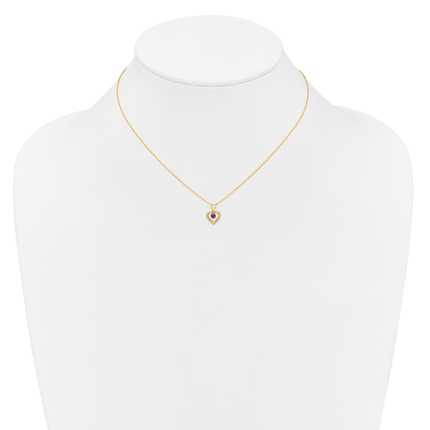 14k Madi K 3mm Rhodolite Garnet Heart Birthstone 15 inch Necklace