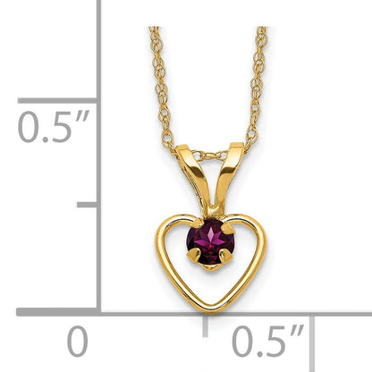 14k Madi K 3mm Rhodolite Garnet Heart Birthstone 15 inch Necklace