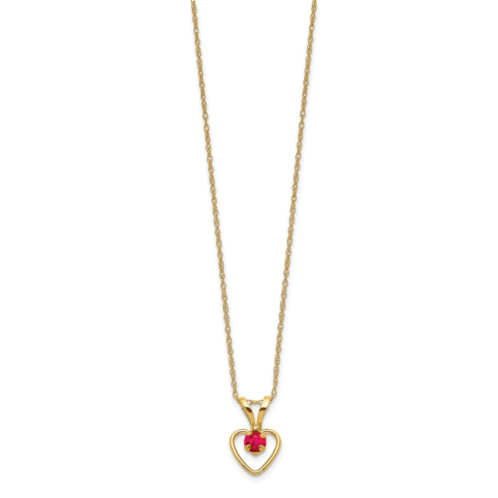 14k Madi K 3mm Ruby Heart Birthstone Necklace