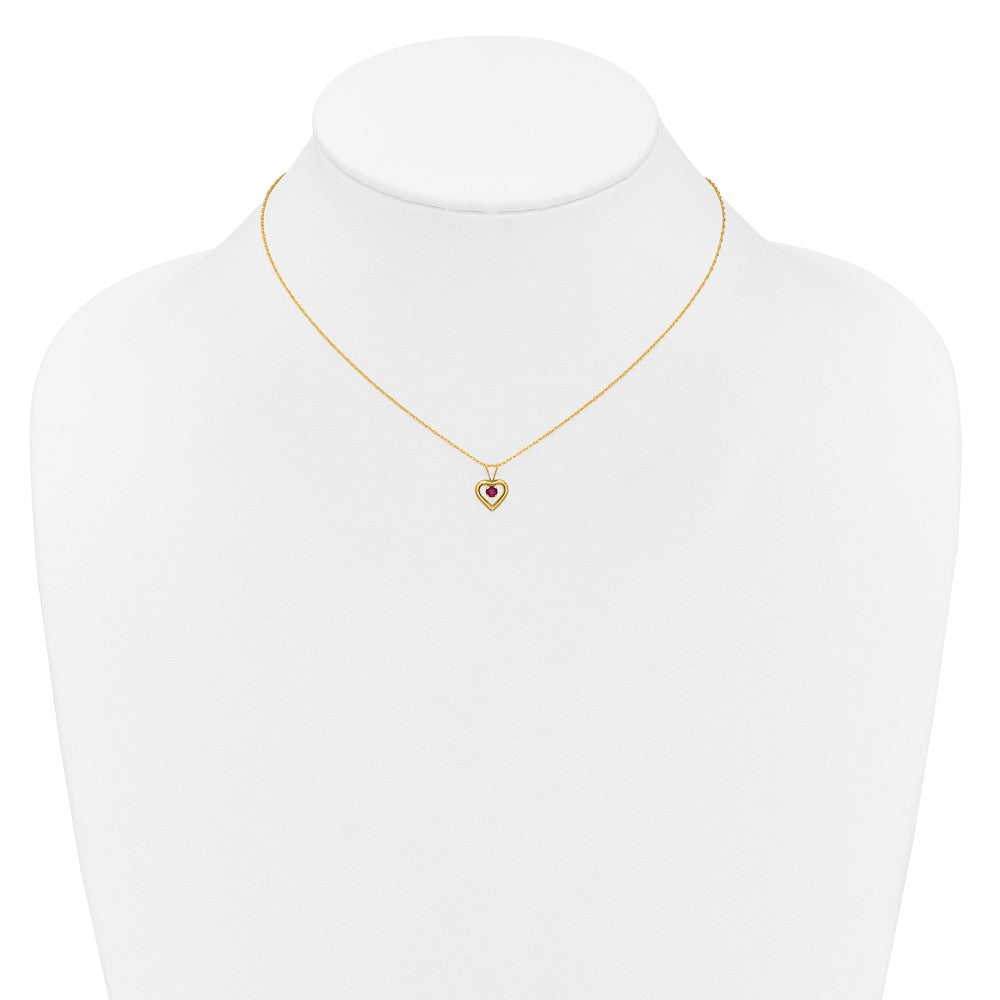 14k Madi K 3mm Ruby Heart Birthstone Necklace