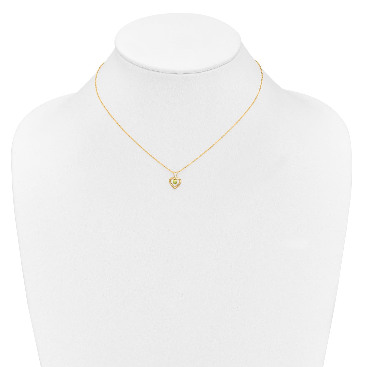 14k Madi K 3mm Peridot Heart Birthstone 15 inch Necklace