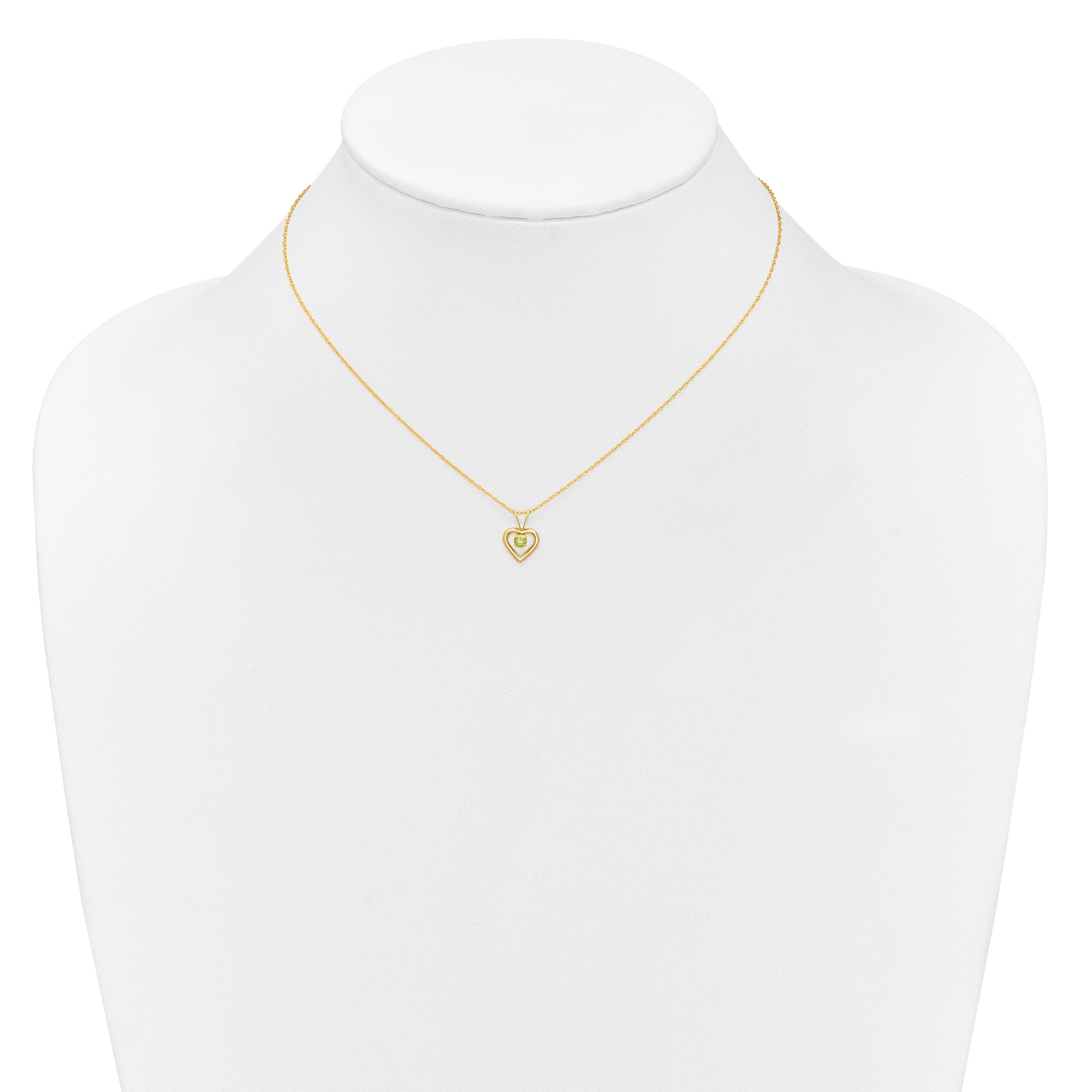 14k Madi K 3mm Peridot Heart Birthstone 15 inch Necklace