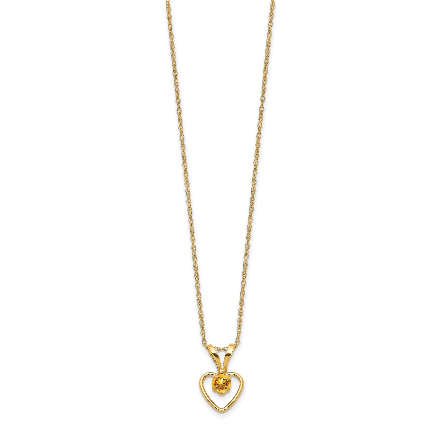 14k Madi K 3mm Citrine Heart Birthstone 15 inch Necklace