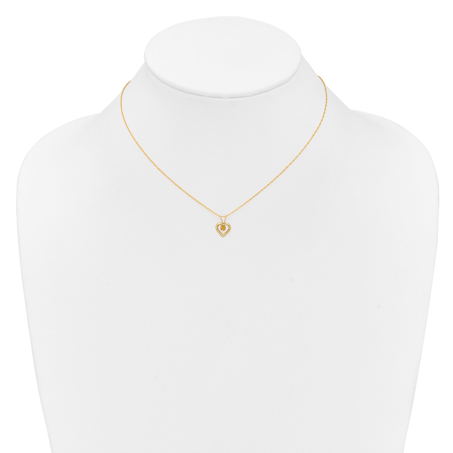 14k Madi K 3mm Citrine Heart Birthstone 15 inch Necklace