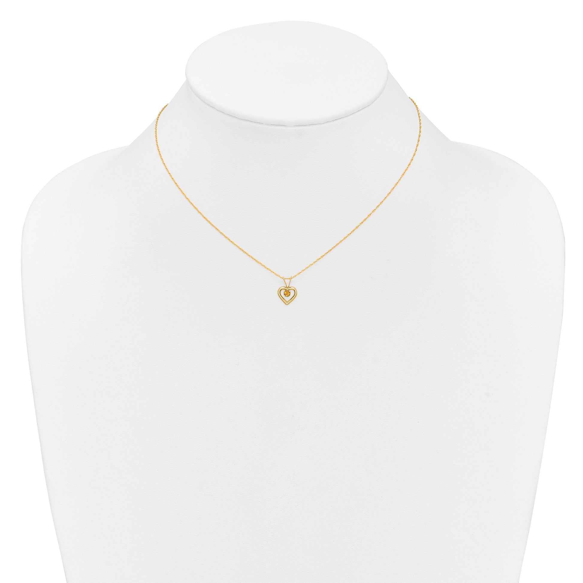 14k Madi K 3mm Citrine Heart Birthstone 15 inch Necklace