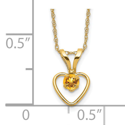 14k Madi K 3mm Citrine Heart Birthstone 15 inch Necklace