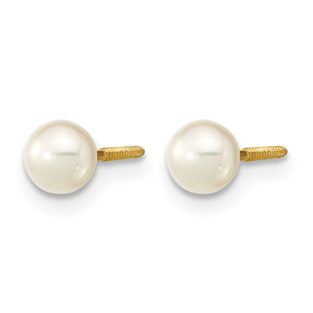 14k Madi K 4-5mm White Near-Round Freshwater Cultured Pearl Screwback Post Earrings