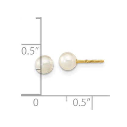 14k Madi K 4-5mm White Near-Round Freshwater Cultured Pearl Screwback Post Earrings